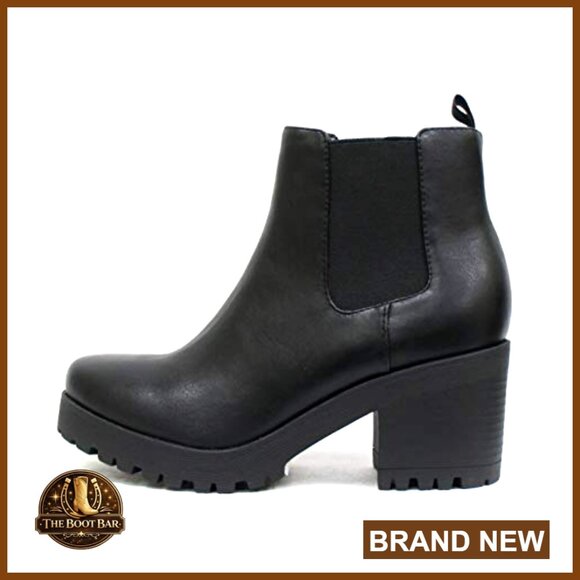 Ankle Boots with Lug Sole Platform Chunky Heel Elastic Gore - Picture 2 of 5